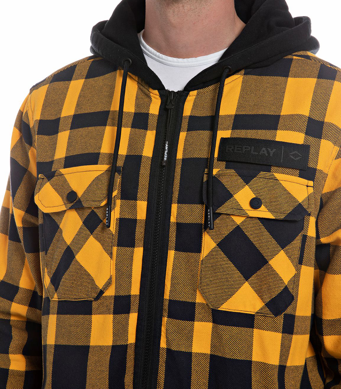 イエローチェックコットンツイルシャツパーカー 詳細画像 イエロー 4